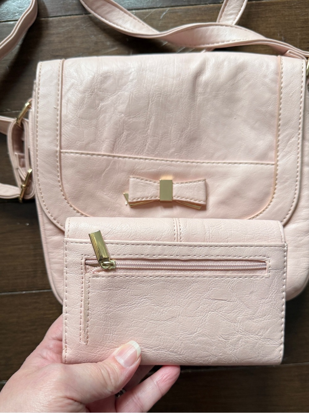 Women’s Blush Pink Crossbody Bag with Matching Wallet - Picture 12 of 16